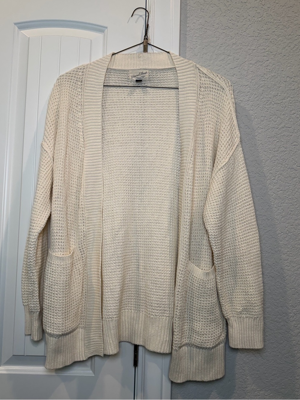 Universal Thread Cream Open-Front Waffle Cardigan